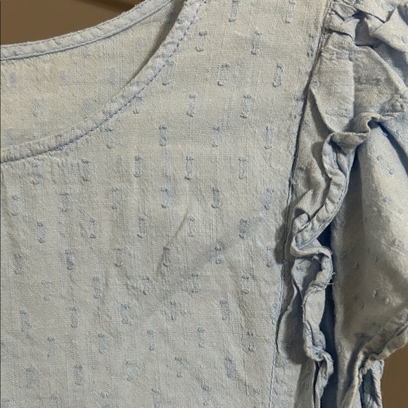 Old Navy Light Blue Ruffled Short Sleeve Top Small - Picture 4 of 9